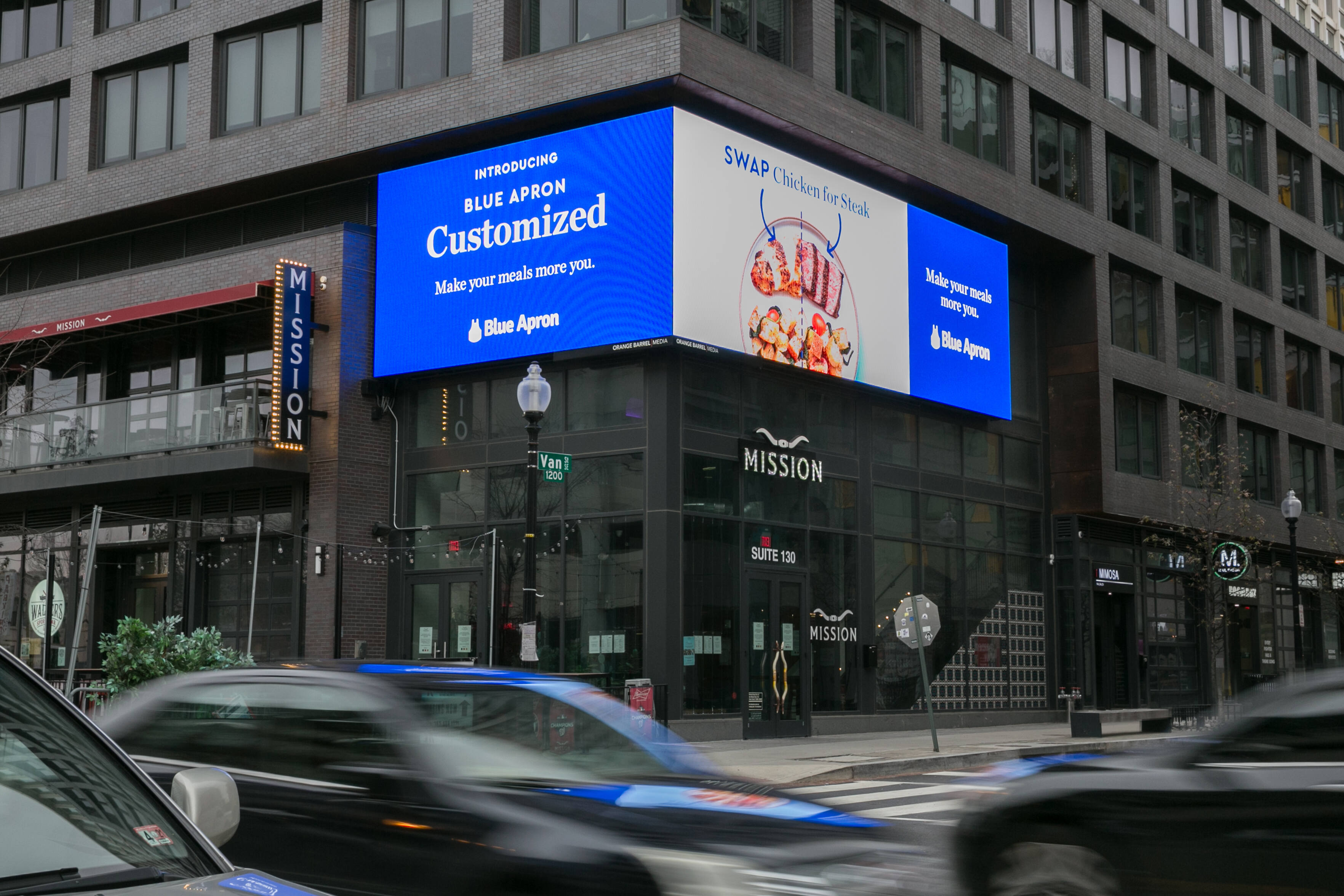 DOOH corner advertising Blue Apron
