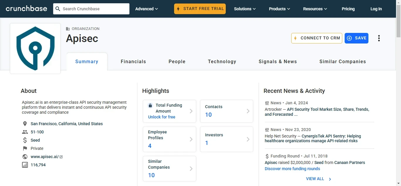 APIsec Crunchbase