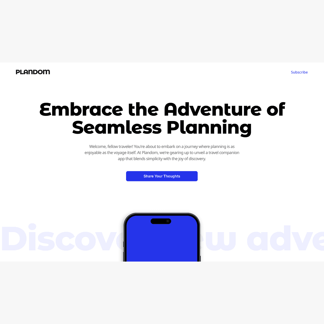 Group planning app landing page -  main page