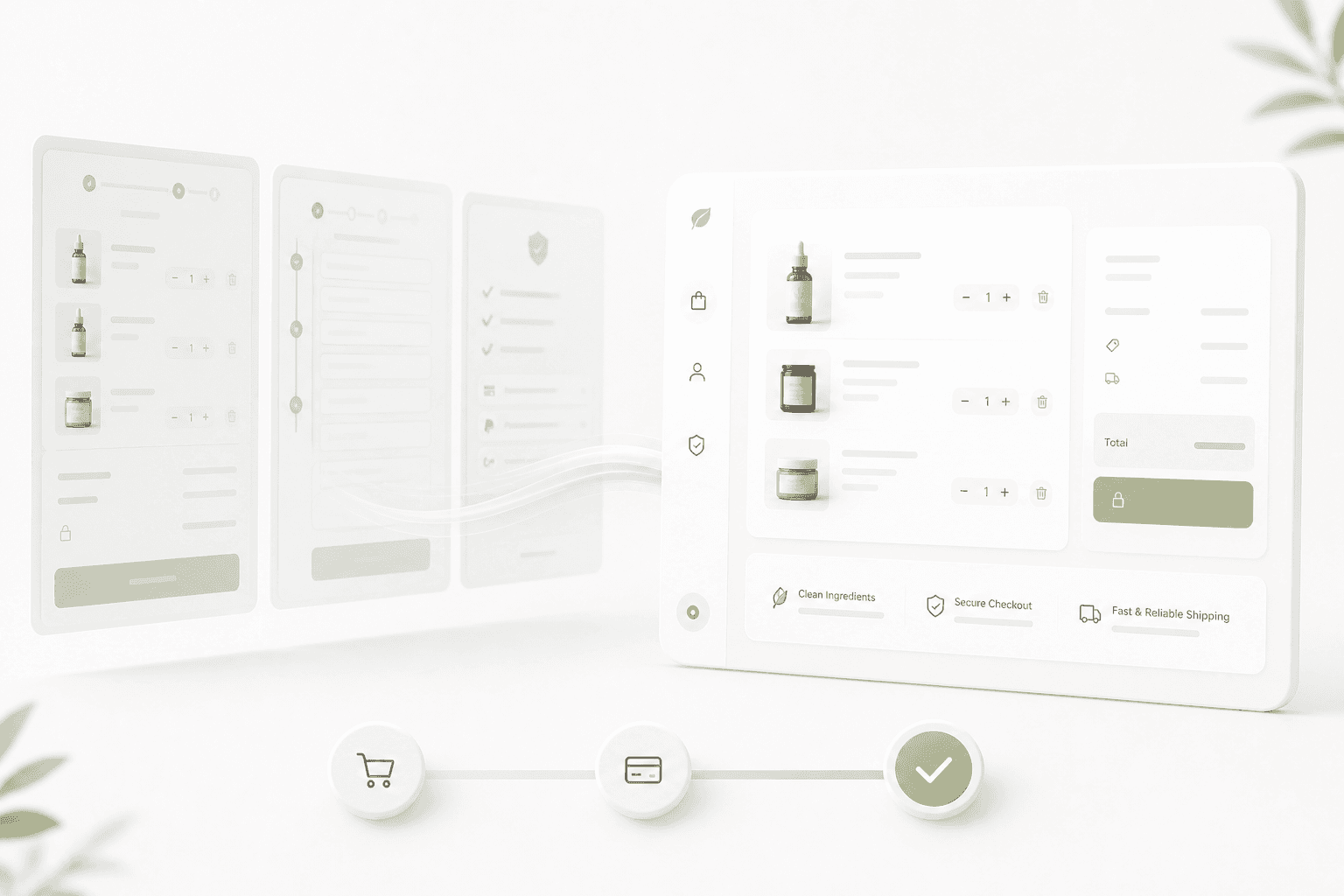 Ecommerce checkout flow interface