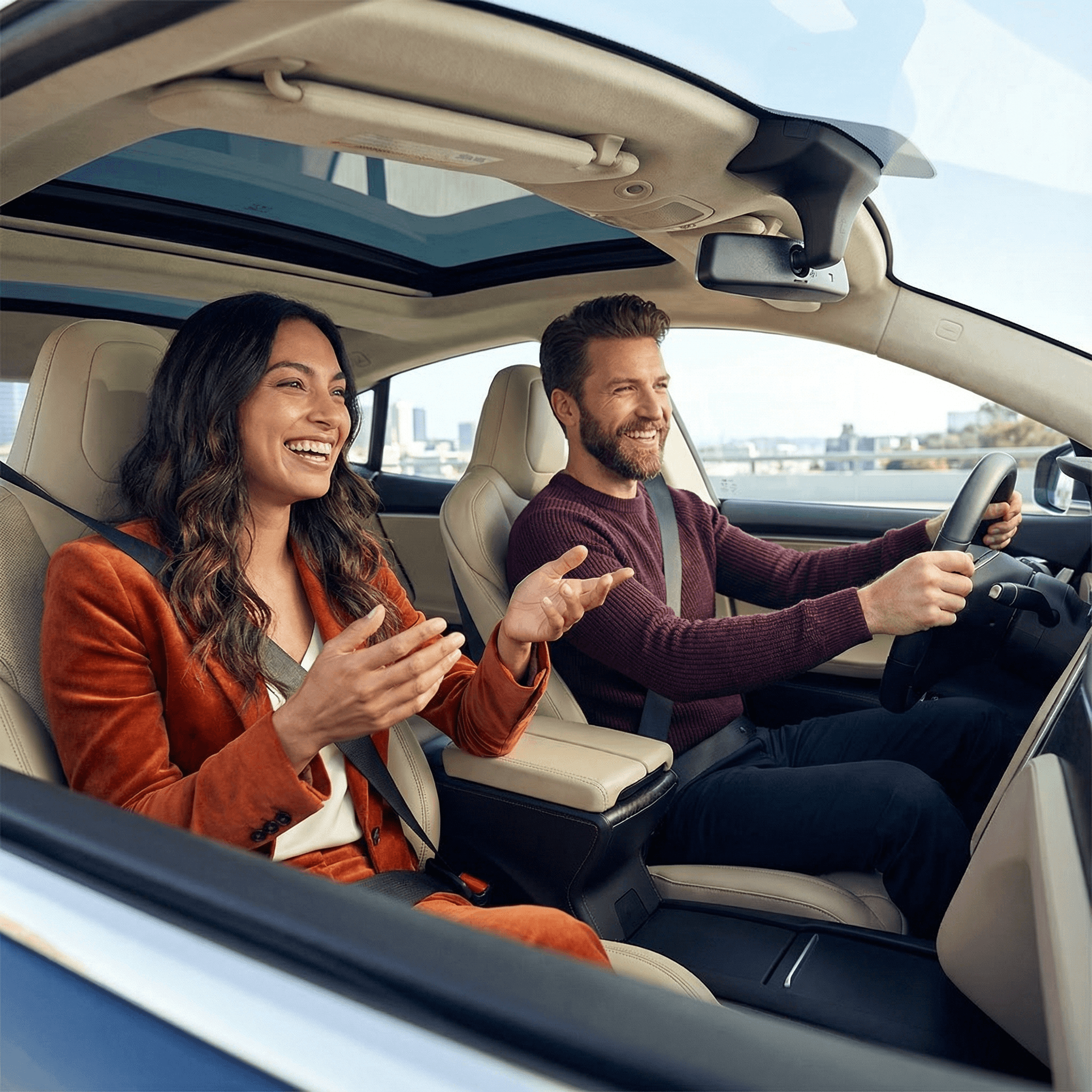 High-End AI Filmproduktion und Werbespot-Szene mit cineastischer Beleuchtung im Auto.