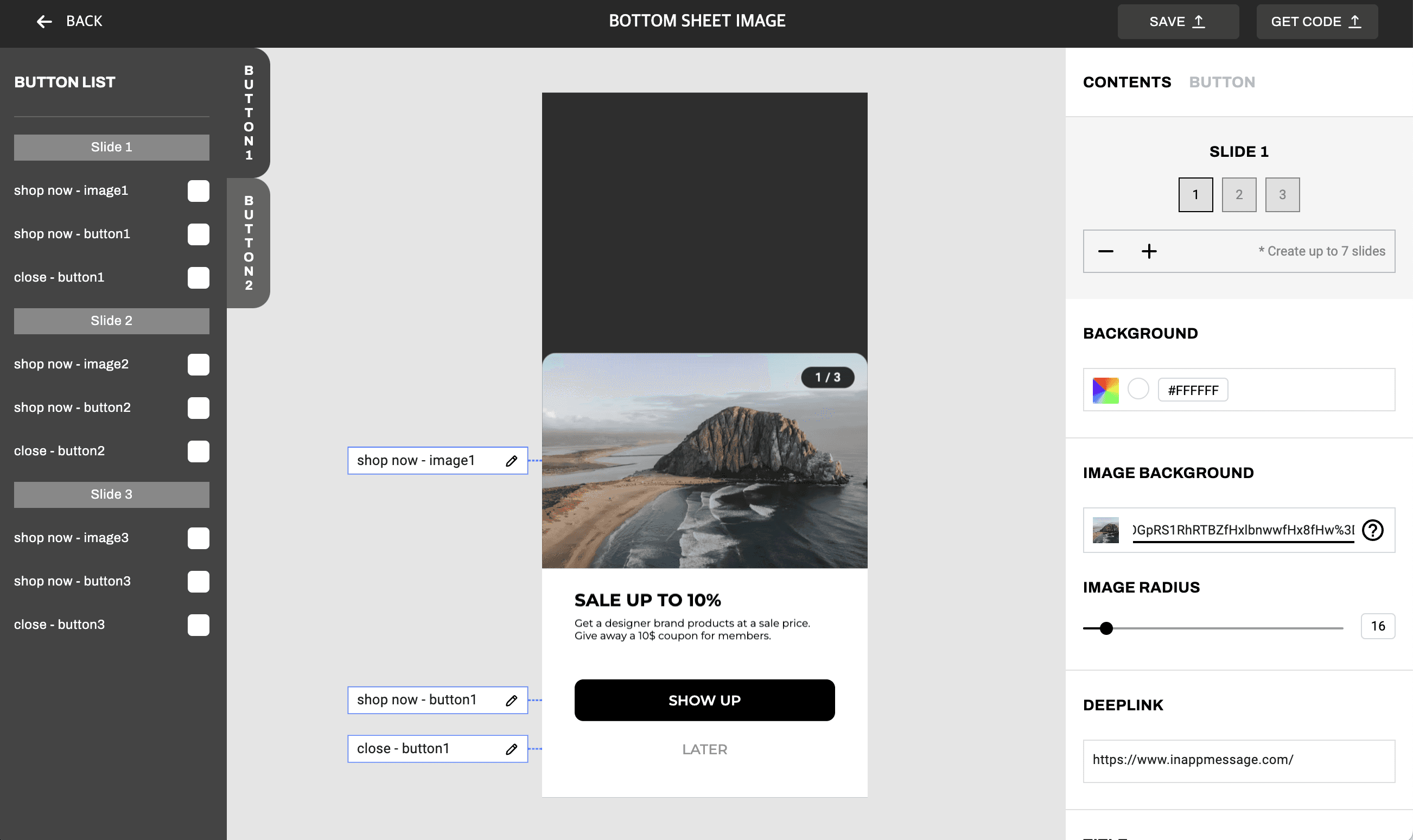 Screen customizing template