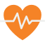 an orange icon of a heartbeat