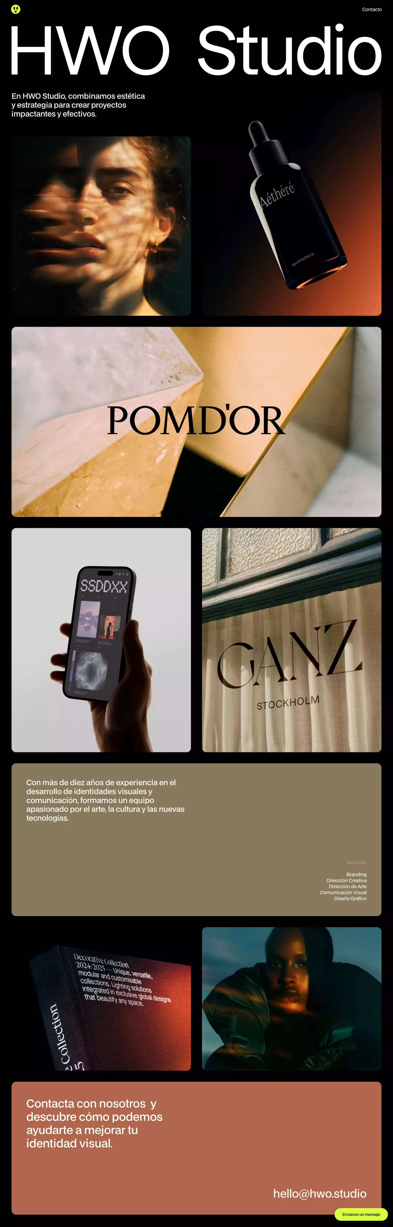 HWO Studio portfolio page screenshot showcasing Design design