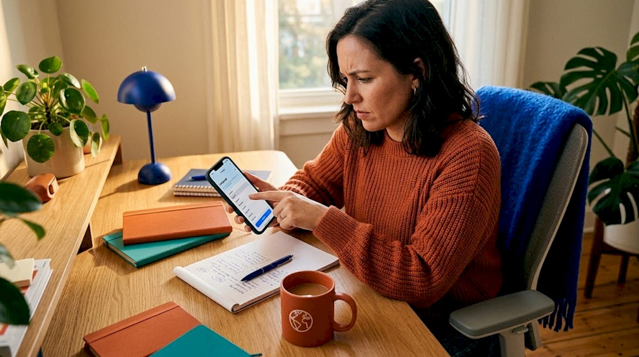 Woman annoyed by app language inconsistency