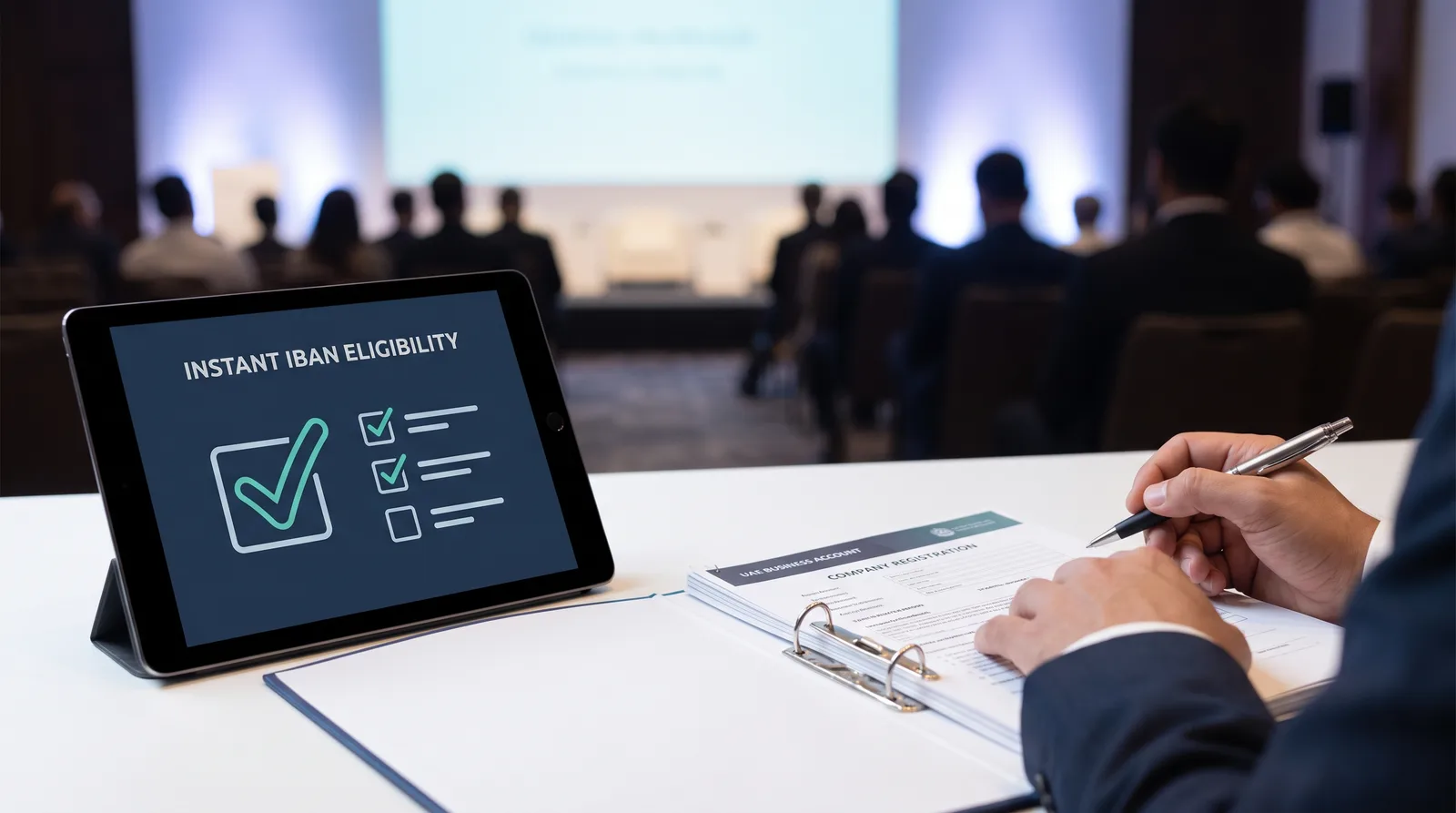 Instant IBAN eligibility checked for a new UAE business account application