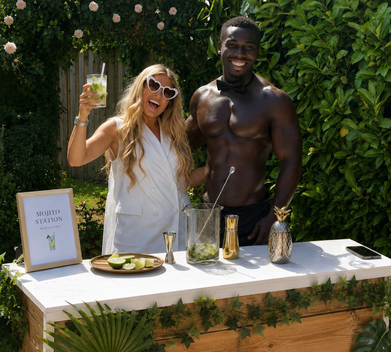 Cheeky Butler hosting a cocktail party in Marbella