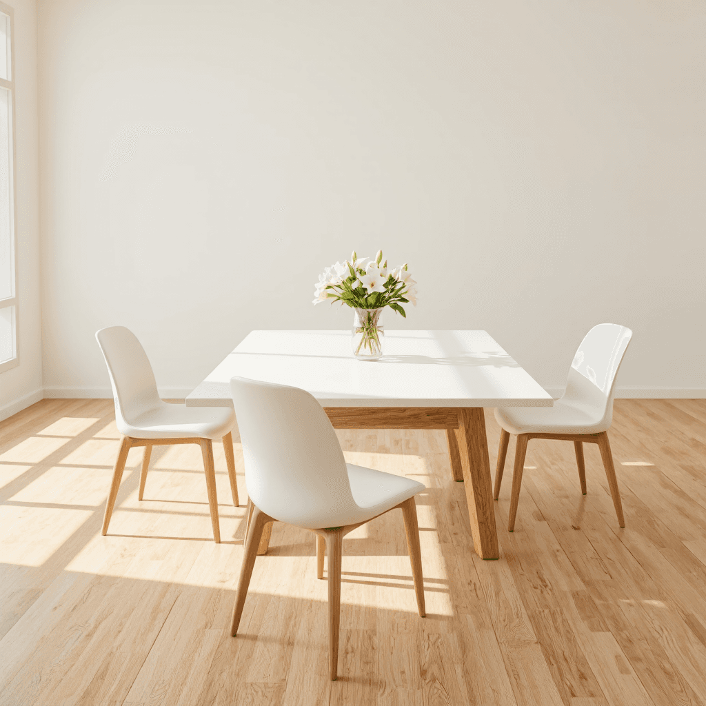 product photography of a dining table with chairs