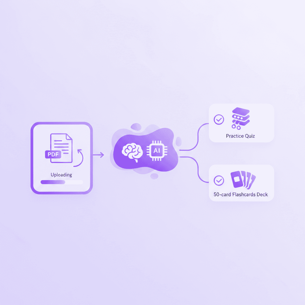 Uploading PDF documents to generate instant practice quizzes and flashcards
