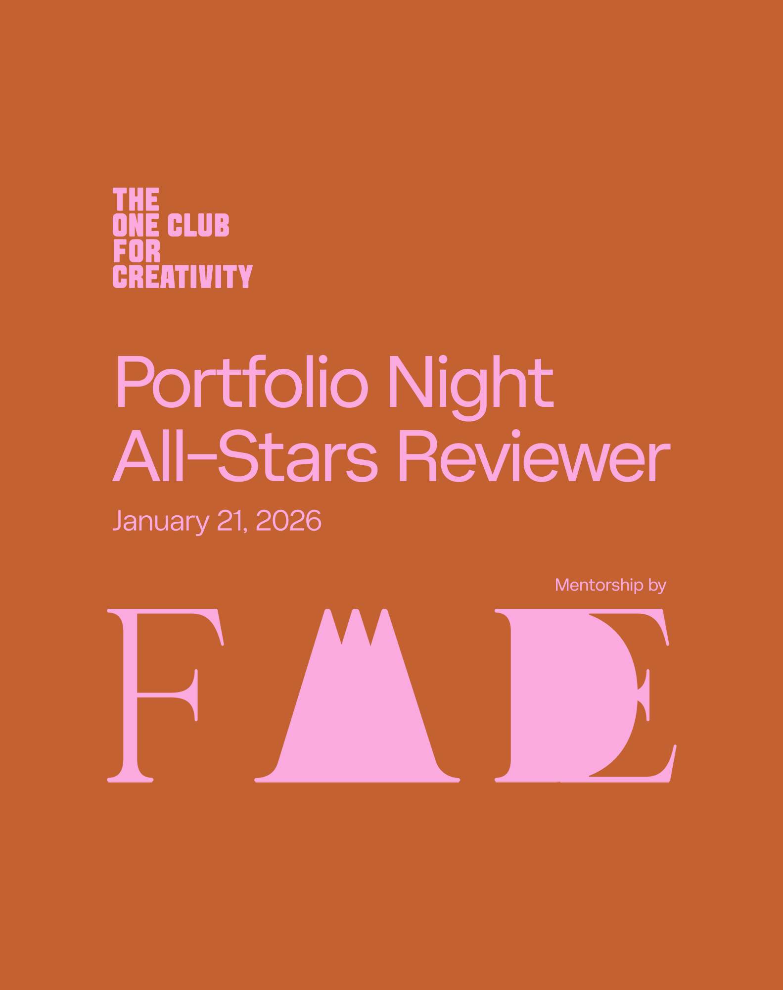 FAAADE joins The One Club as Portfolio Night All-Stars mentor
