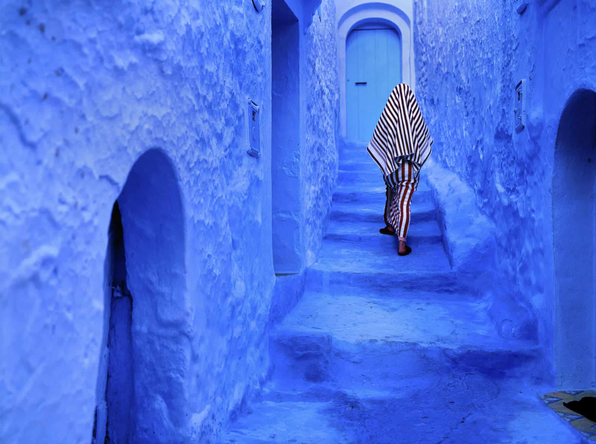 Every year, in the small mountain village of Chefchaouen, the homes and buildings are painted with new coats of vibrant, blue paint.