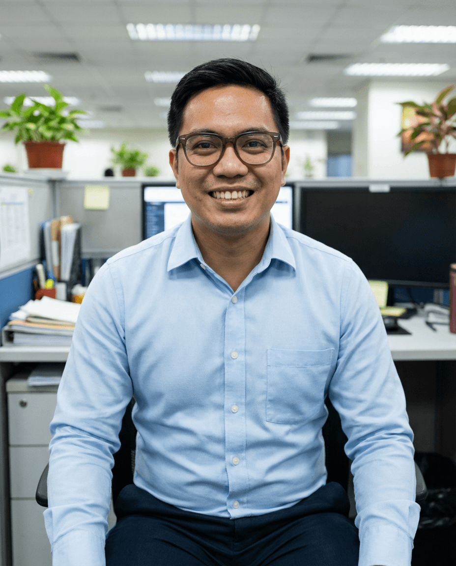 Asia man in the snow smiling