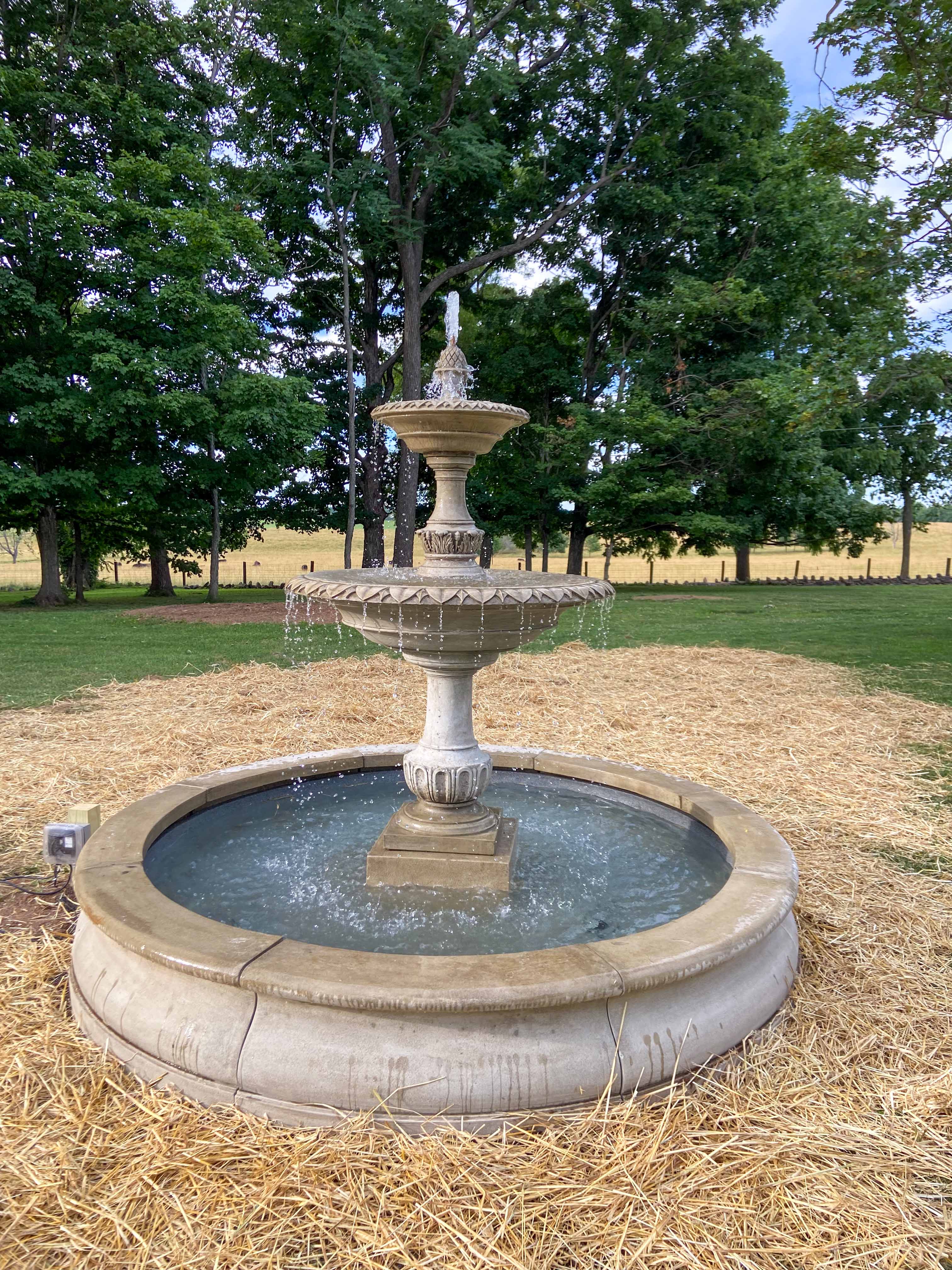 stone fountain installed in a lexington ky front yard