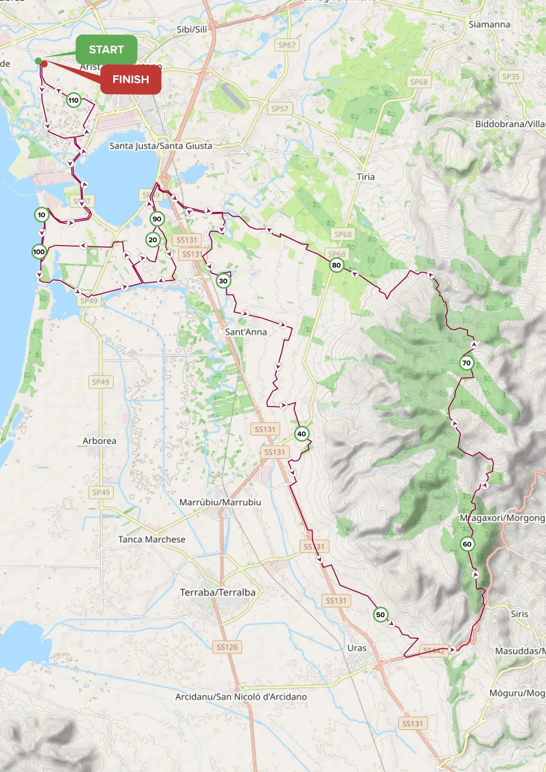Mappa tappa 2 Sardinia Gravel Race