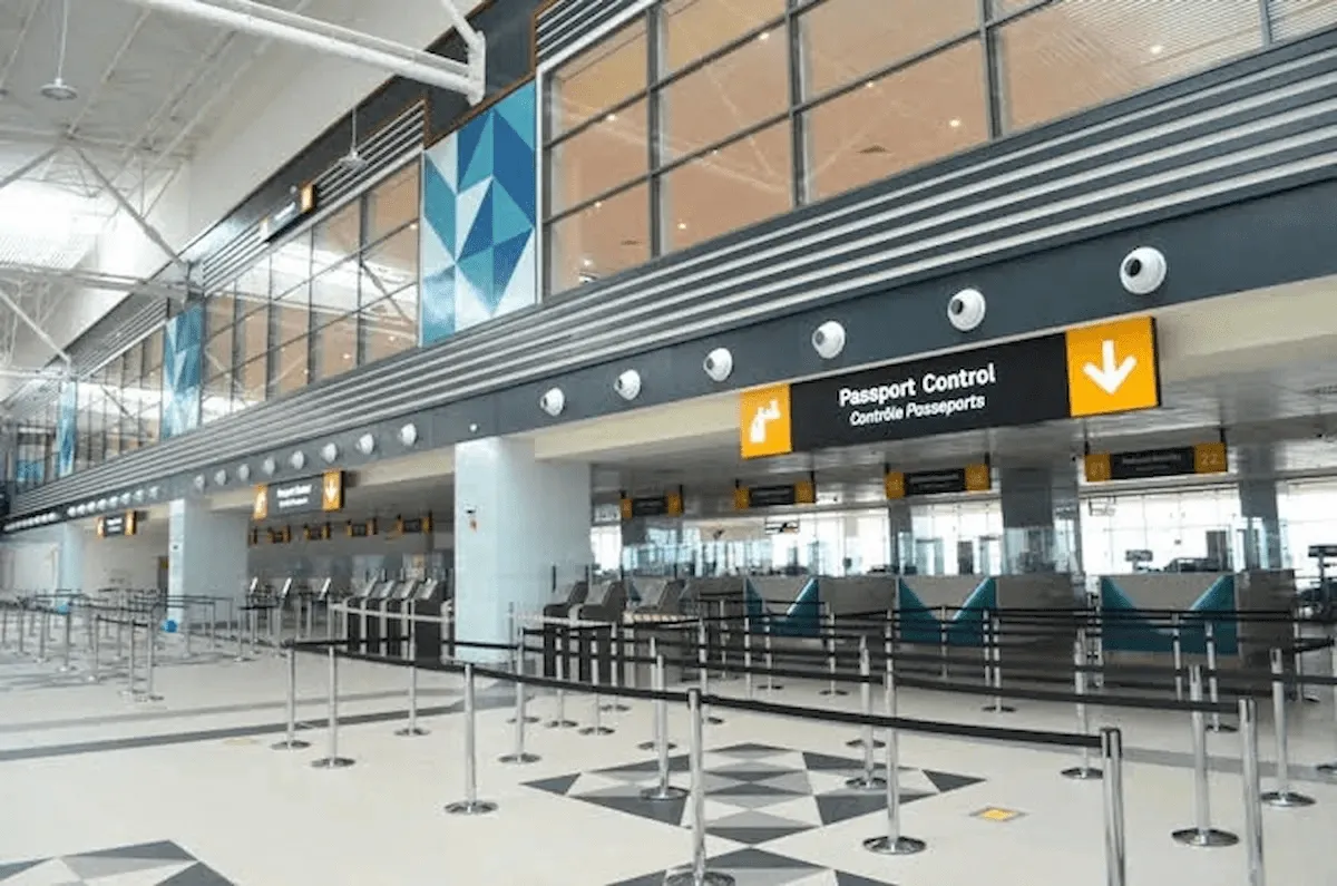 The modern Passport Control terminal at Kotoka International Airport.