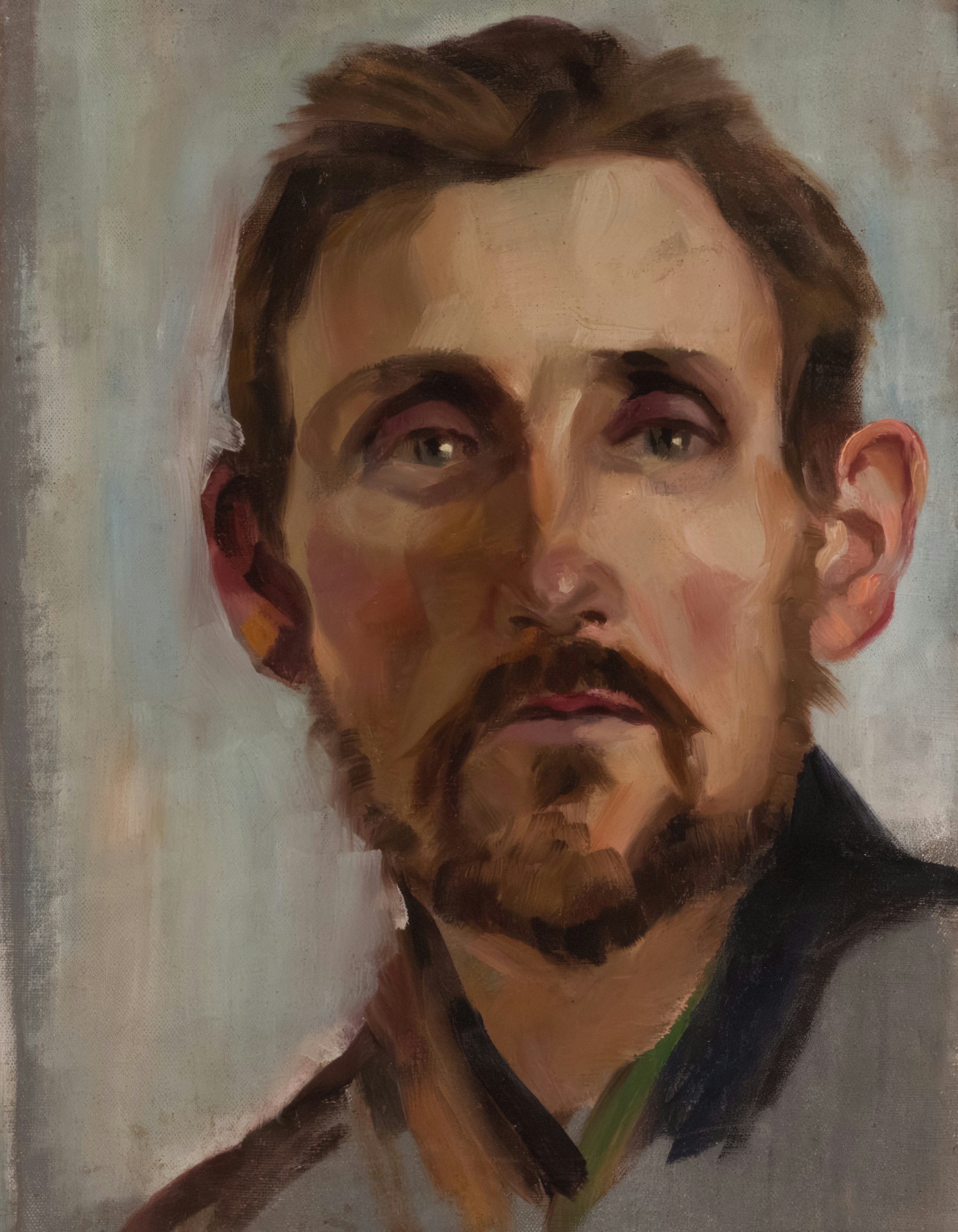 Oil painting portrait of a man with beard.