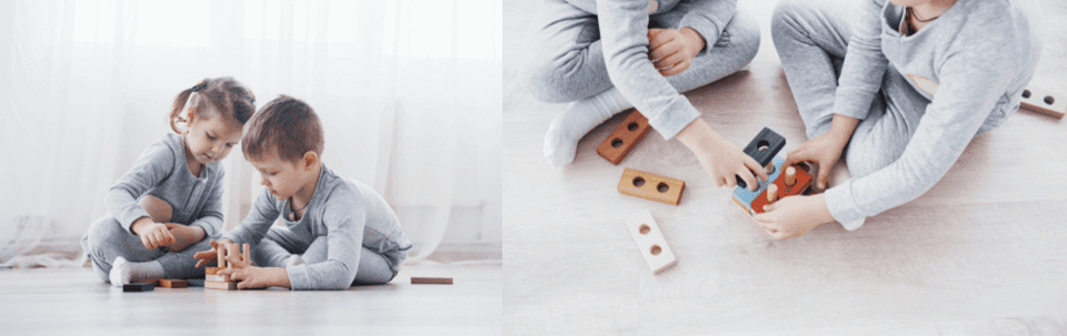Kids playing with blocks vs blocks being played with by kids