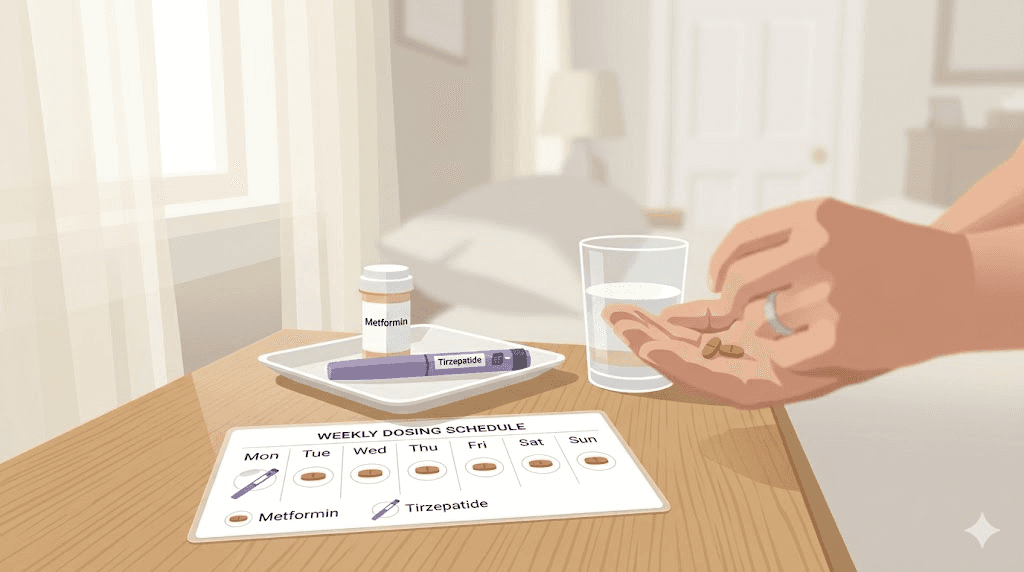 Metformin and tirzepatide combination dosing schedule chart