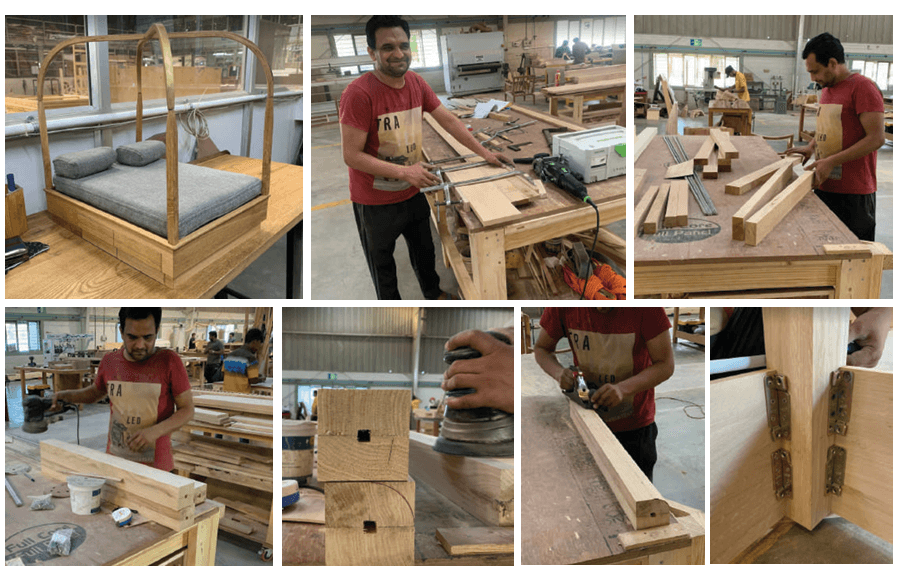 Golai  Golai meaning curve or swirl  Echoes the spiral winds of the desert. A sculpted console  that hides utility within its woven tactility