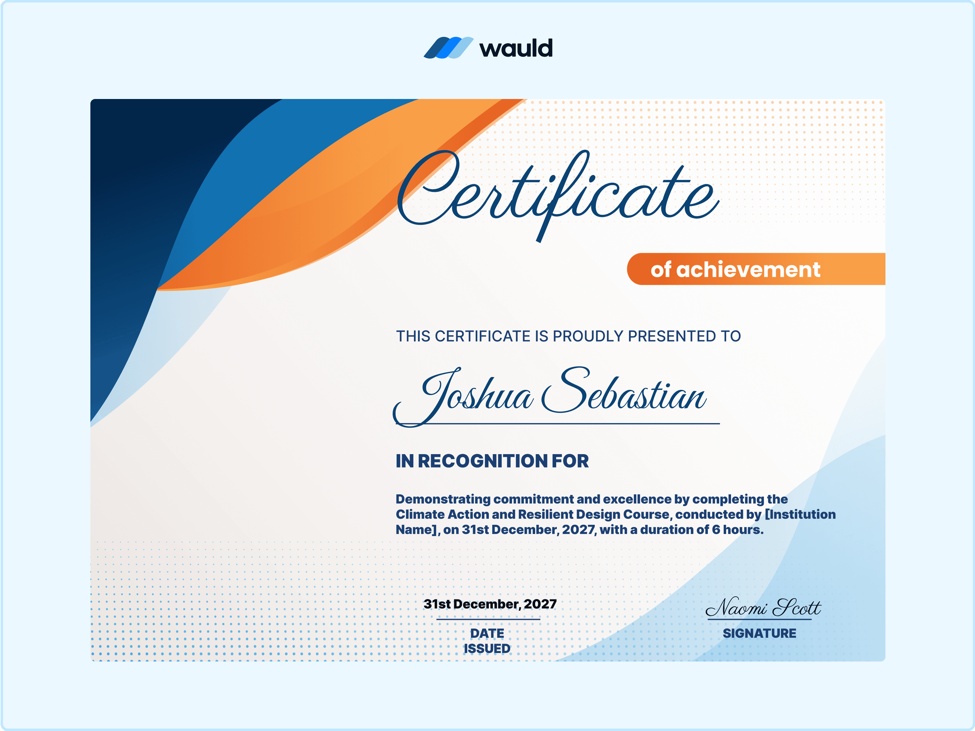 Wauld - Bold CPD certificate template