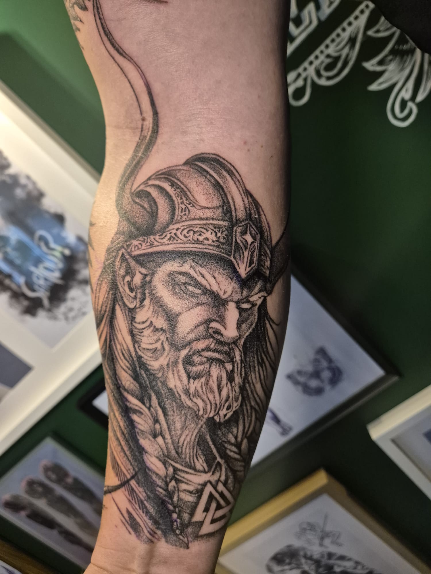 Full forearm tattoo sleeve with floral shading in Hazel Grove