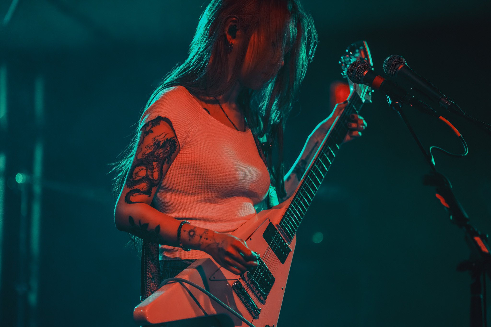 erin Baek performing with The Volunteers at Deluxe Basement in Indianapolis