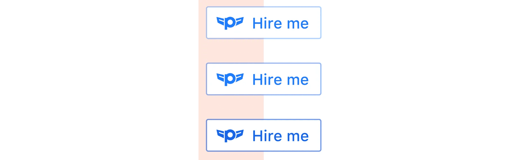 Three Pilot "Hire me" buttons in different states