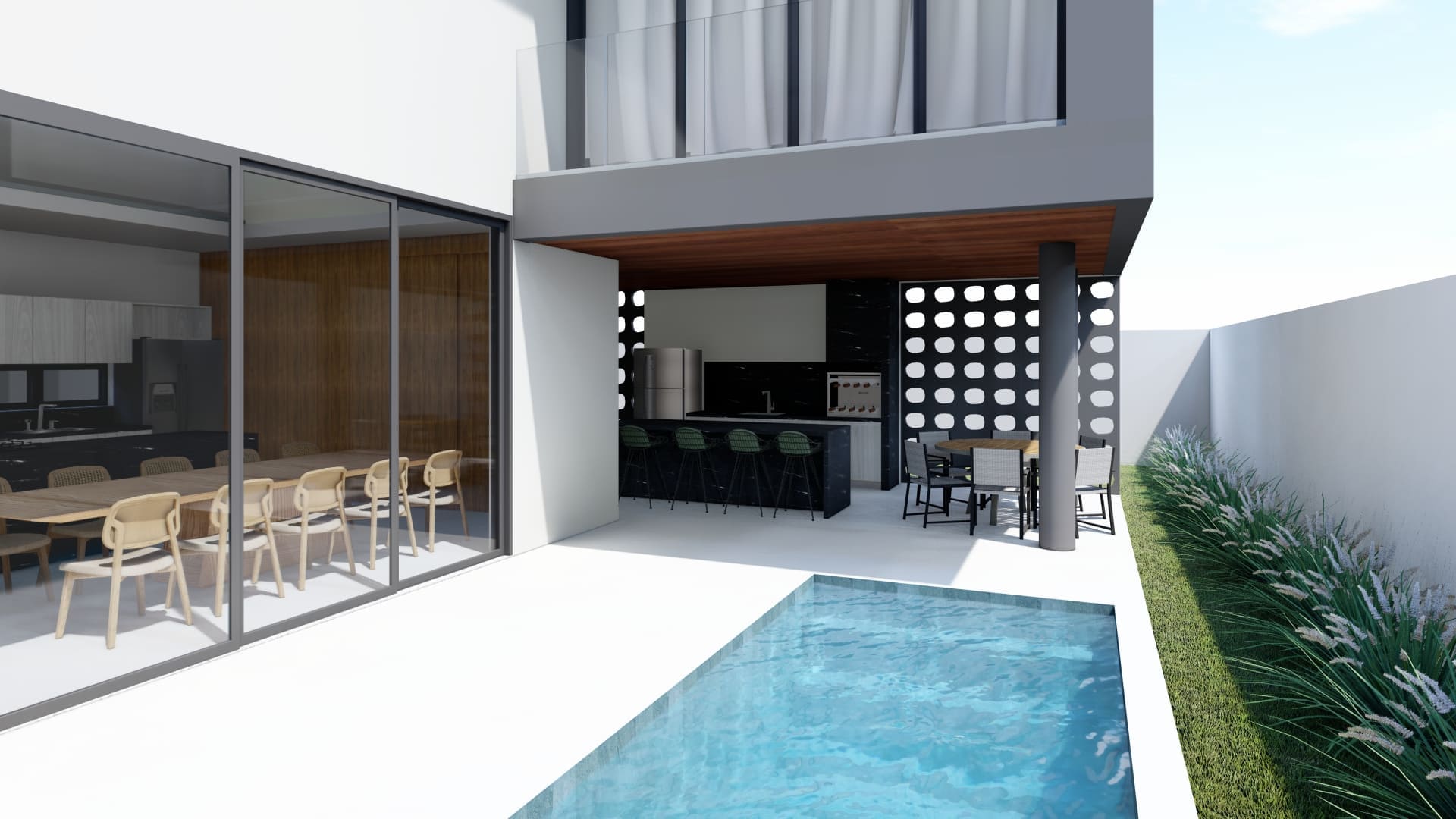 Projeto arquitetônico residencial da Meraki Arquitetura, com design inteligente, estética contemporânea e integração com o entorno.