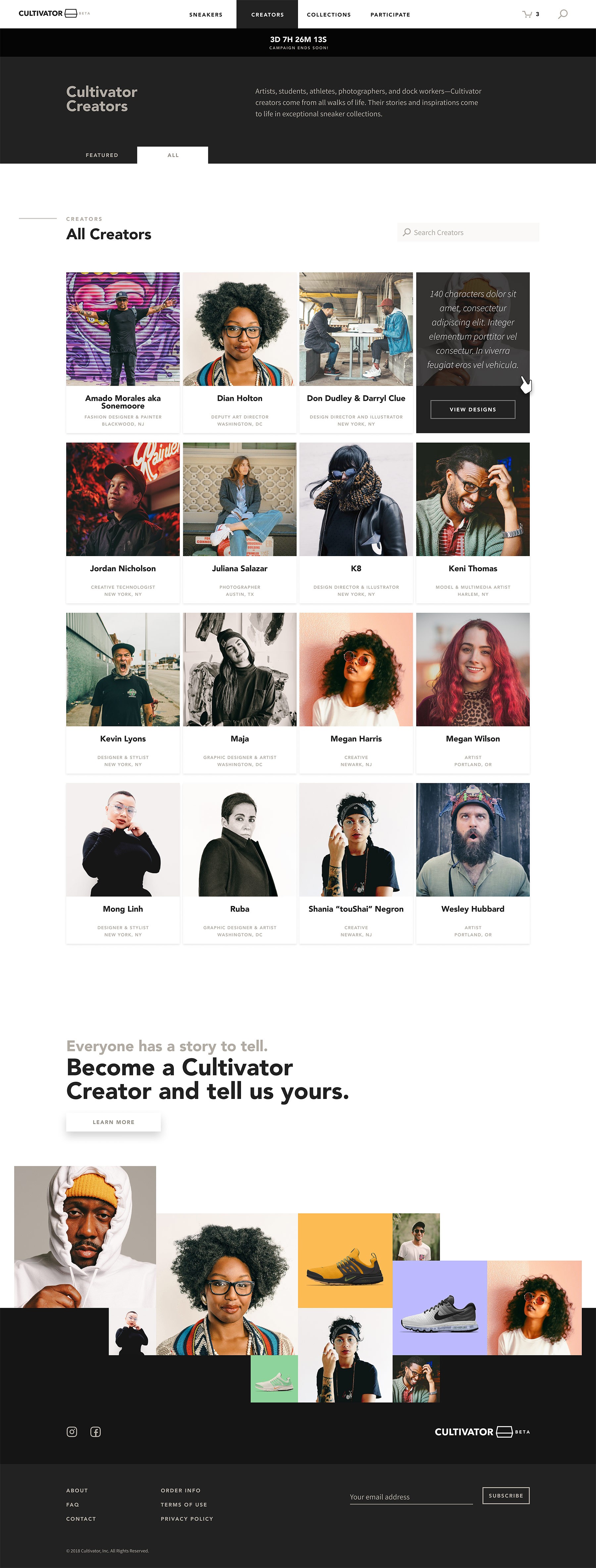 Creator showcase page
