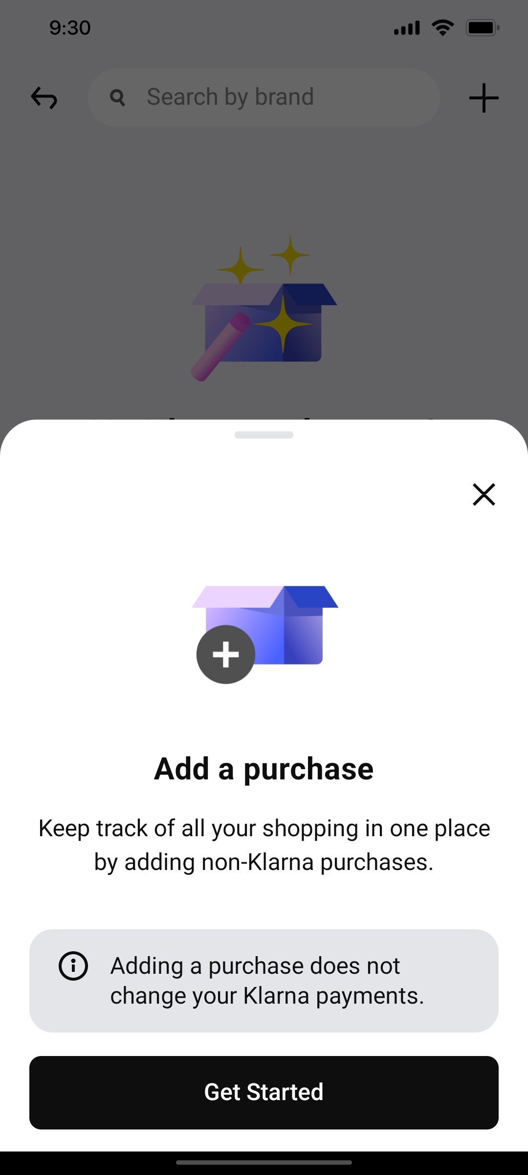 Klarna Add Purchage Screen