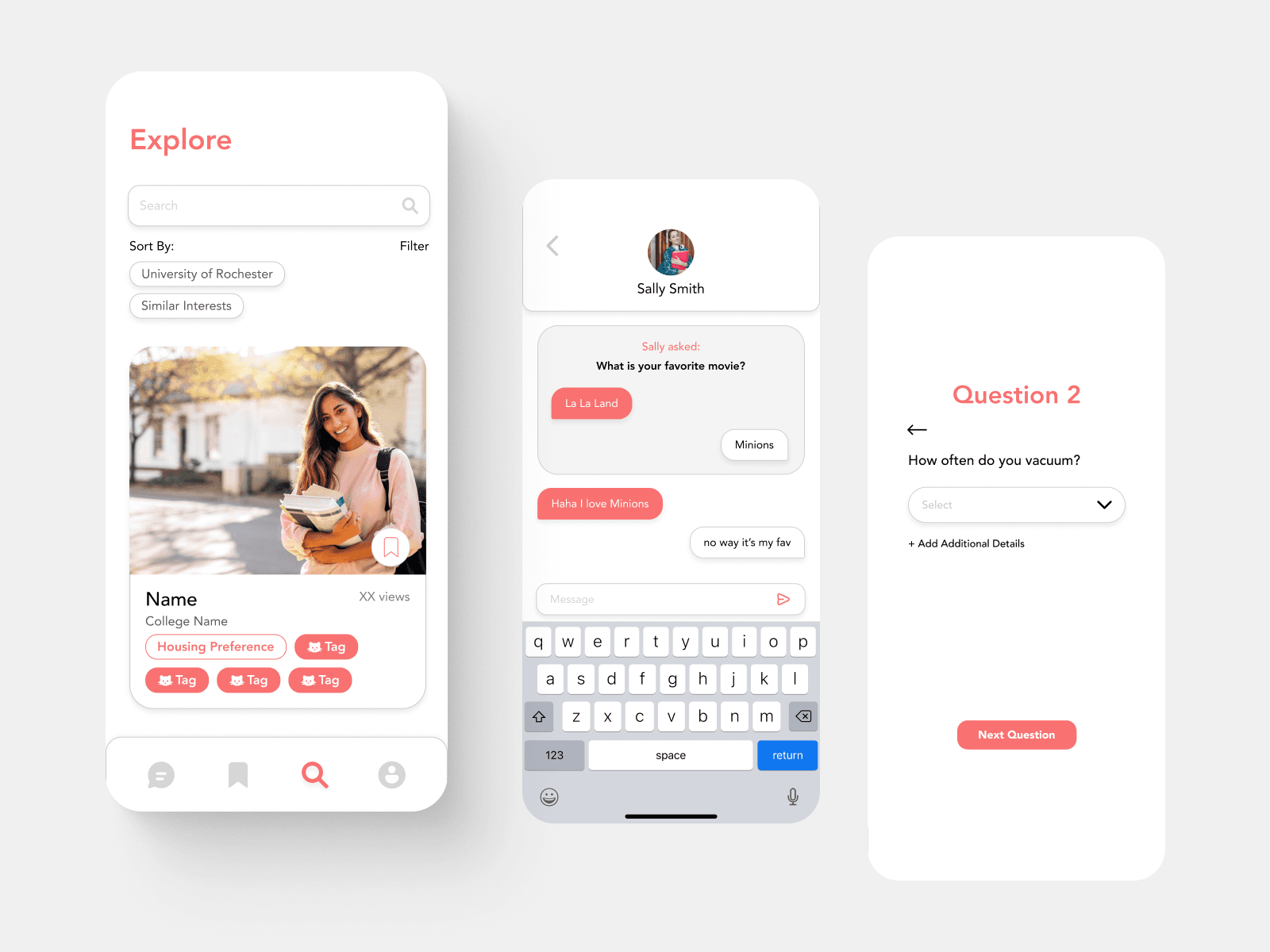 Phone showing URoom UI
