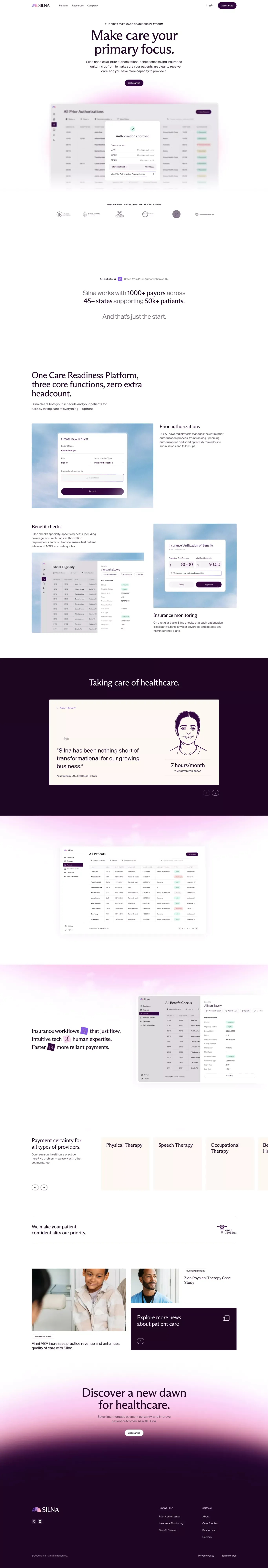 Silna Health landing page screenshot showcasing Health & Fitness and Medical design