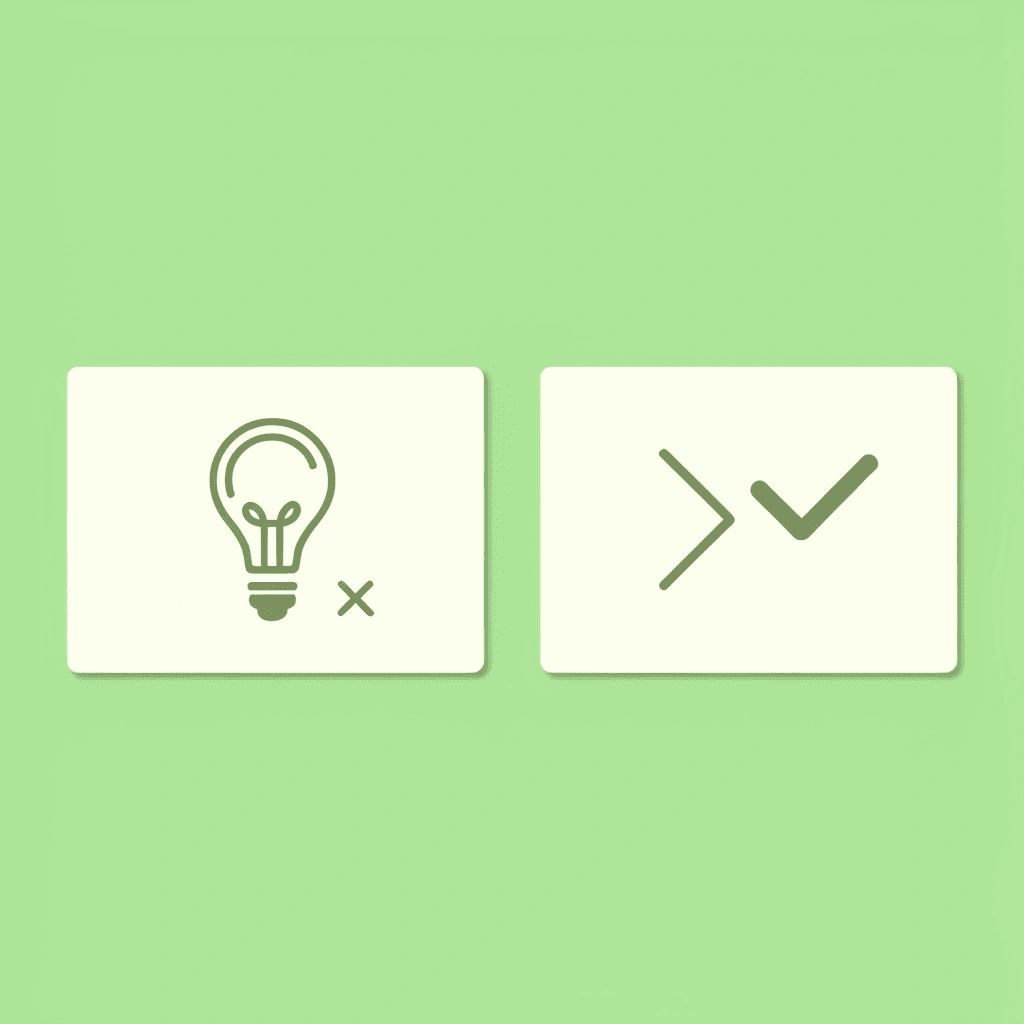 Before: passive reader with X mark. After: active problem-solver with checkmark