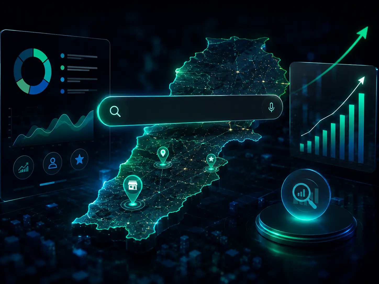 SEO, GEO and digital growth concept with search visibility, local discovery and analytics in Lebanon