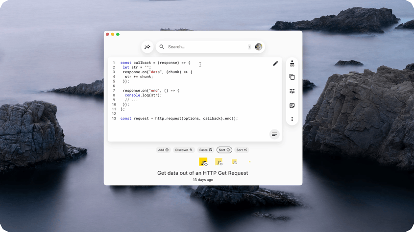 Viewing Reference events in the Pieces for Developers desktop app.