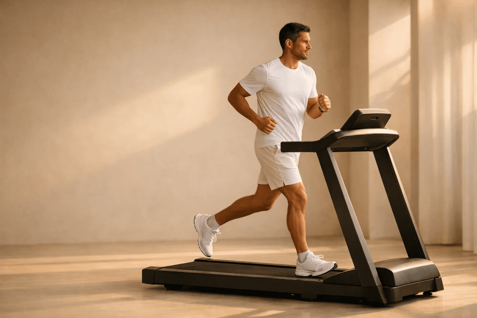 man running in the treadmilll
