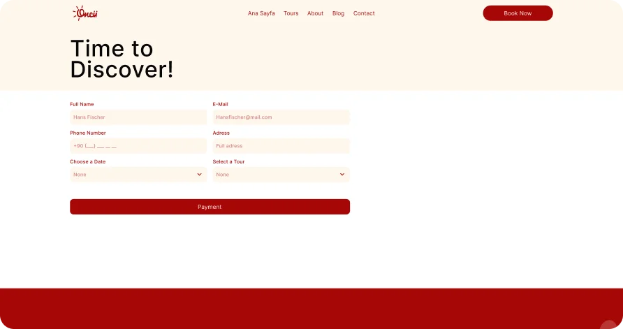 website mockup booking