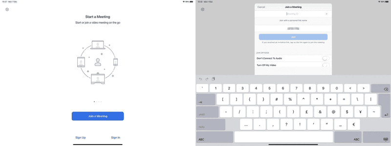 在 iPad 上登入相同 Zoom 會議