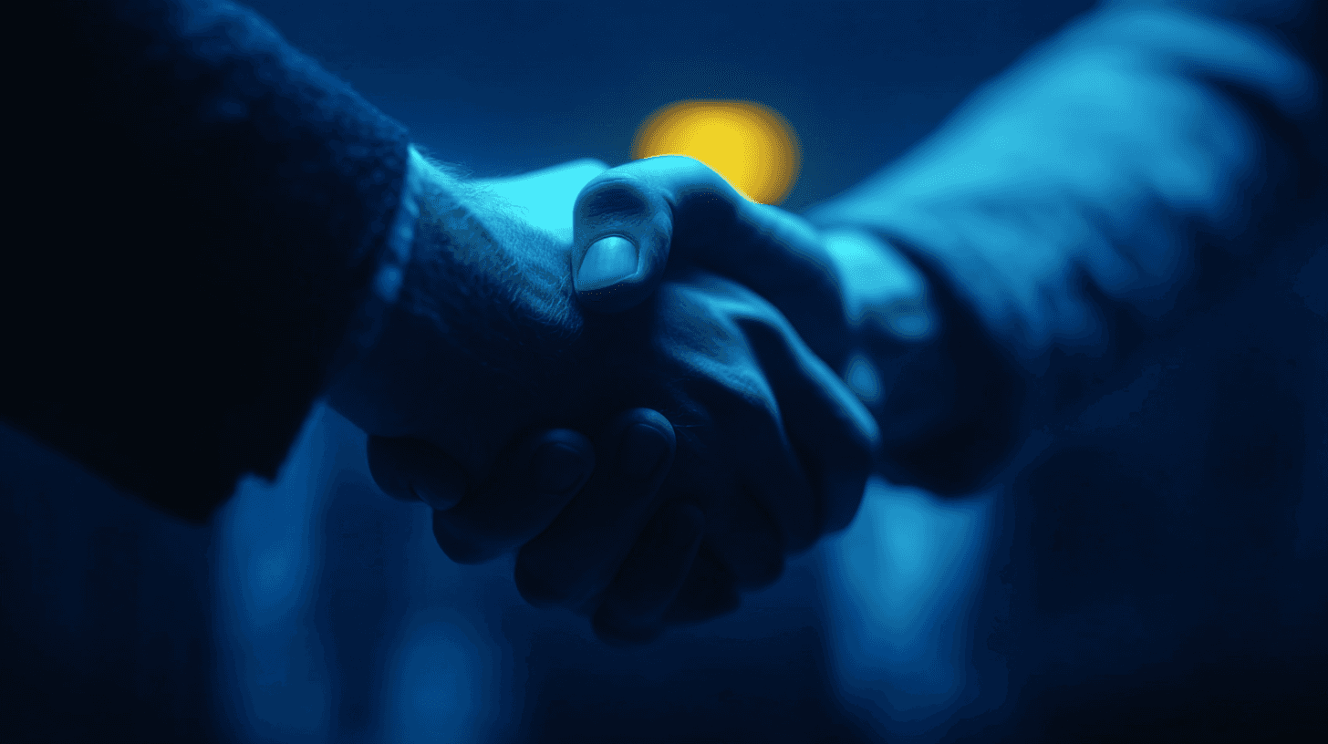 Business handshake representing partnership and successful collaboration in a modern setting