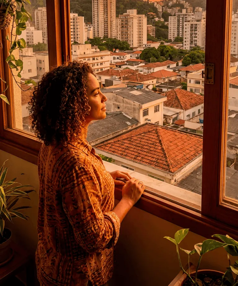 Cliente da Matrix olhando para o horizonte