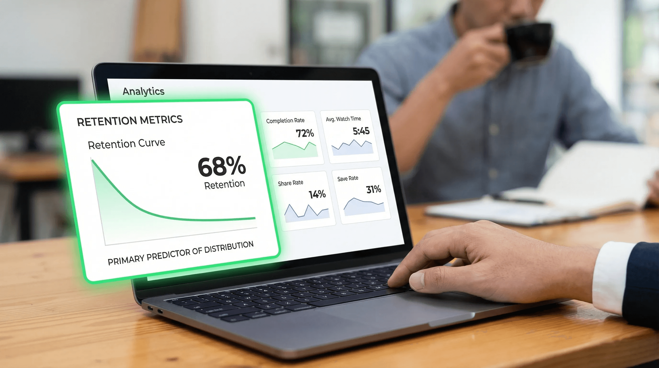 Viewing retention metrics on laptop screen - Tiktok Retention Rate