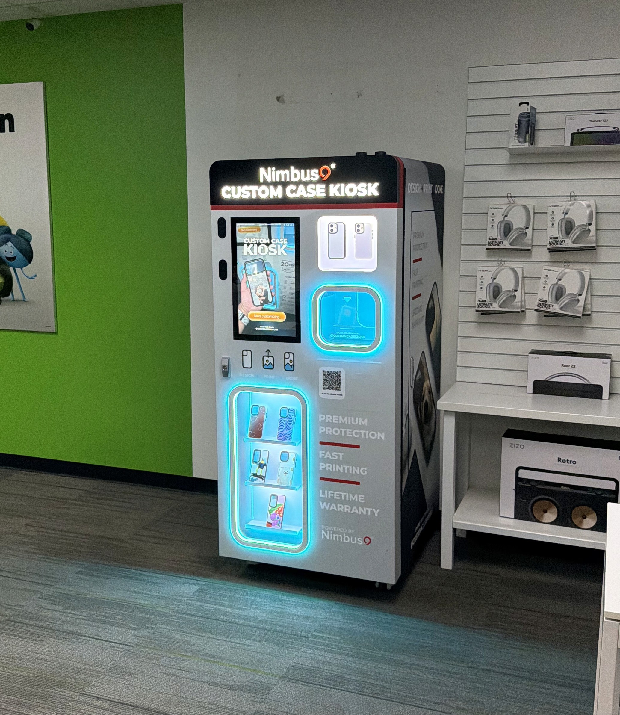 Custom Case Kiosk at 9109 Dyer St Ste B in El Paso, TX 79924, offering fast personalized phone case printing in minutes.