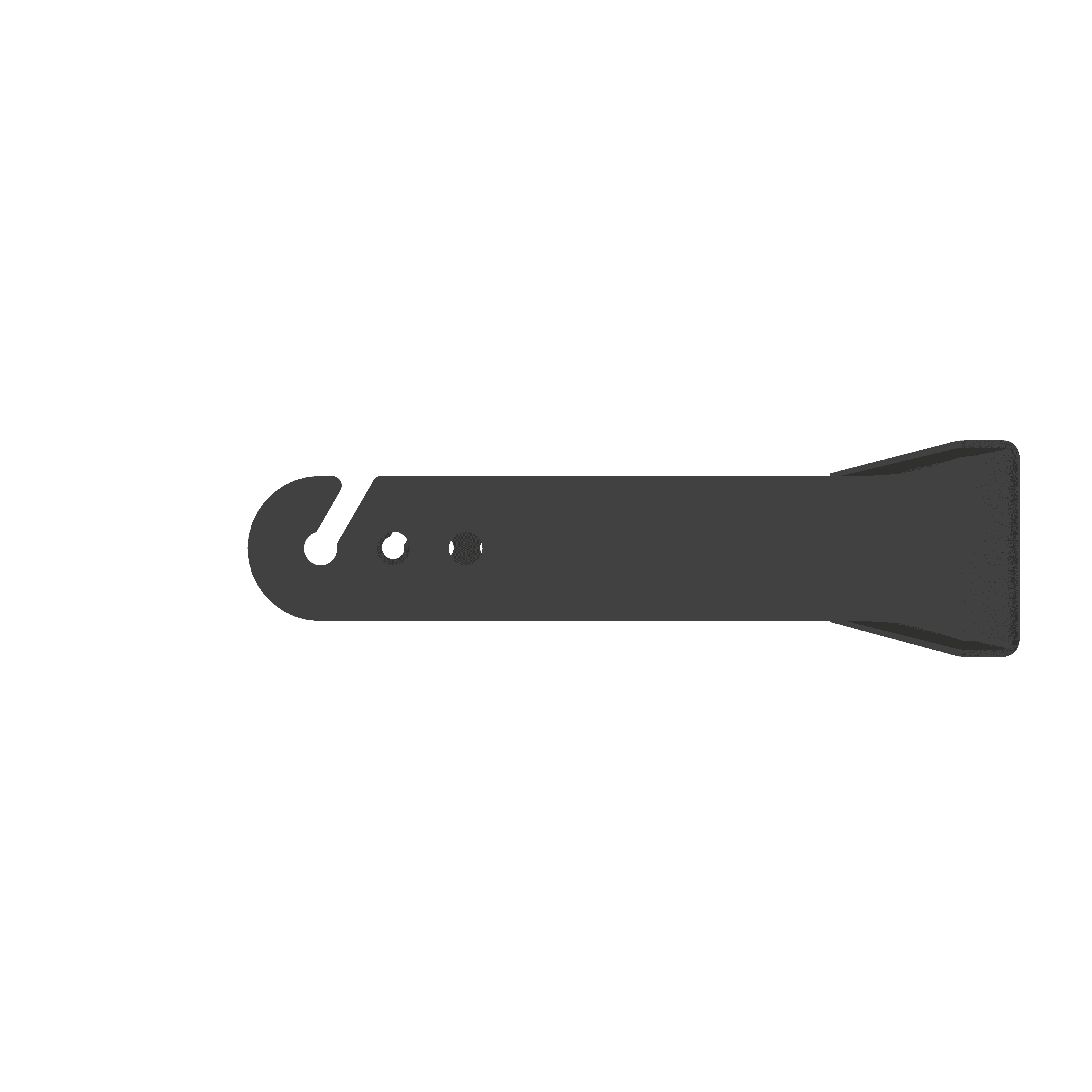 Dark grey bracket with slot and two holes