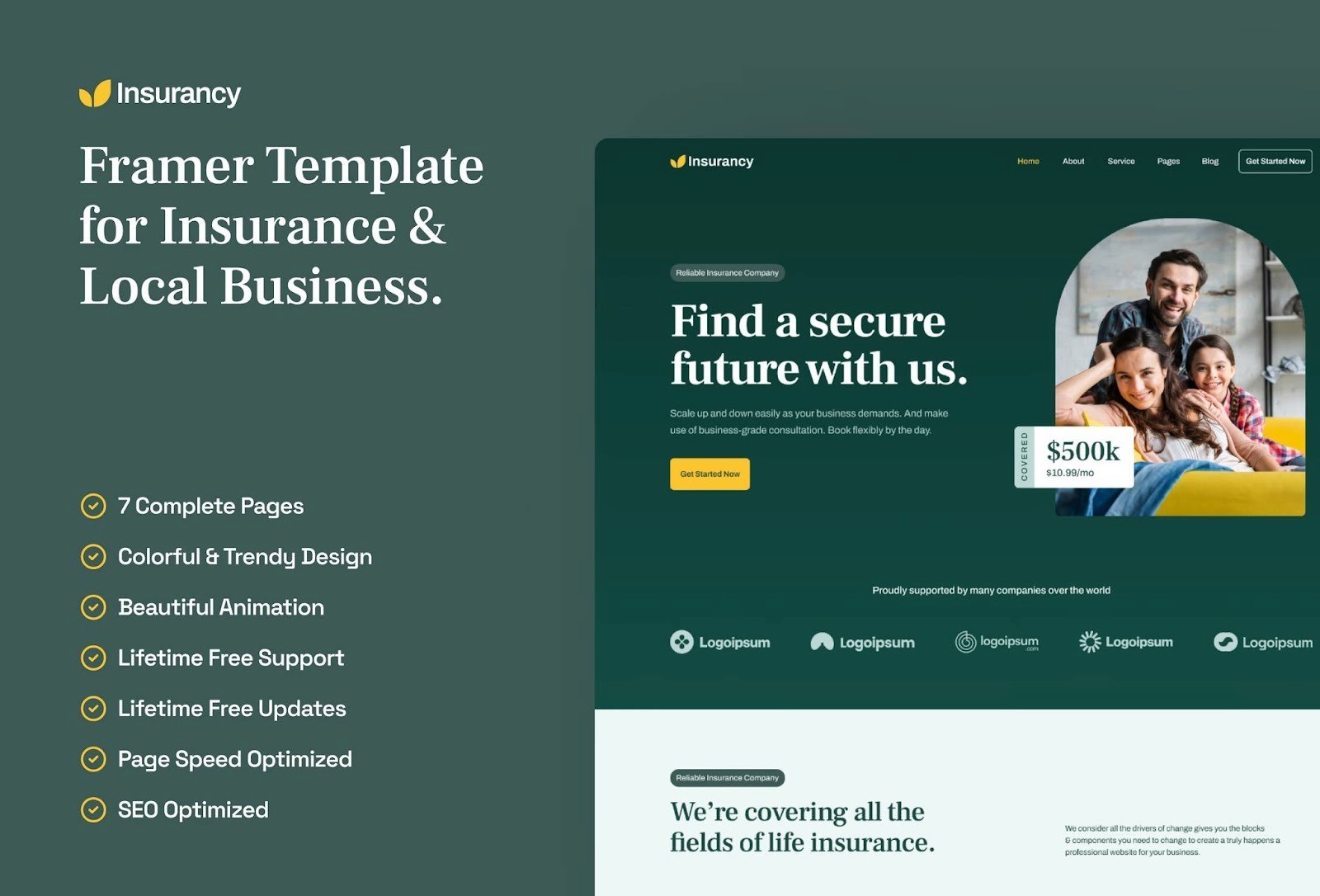 insurancy professional insurance company framer template