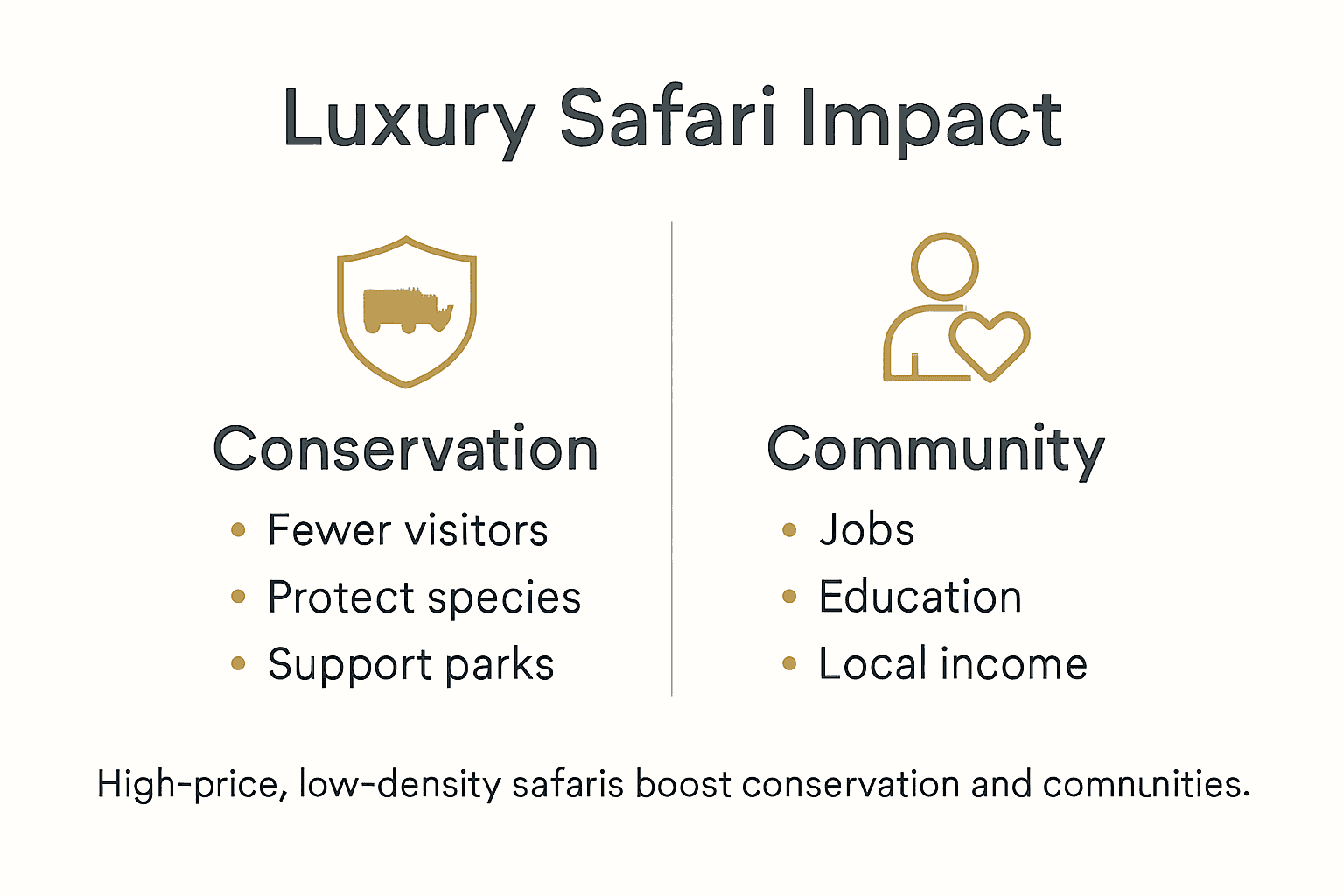 Infographic showing luxury safari impact conservation and community