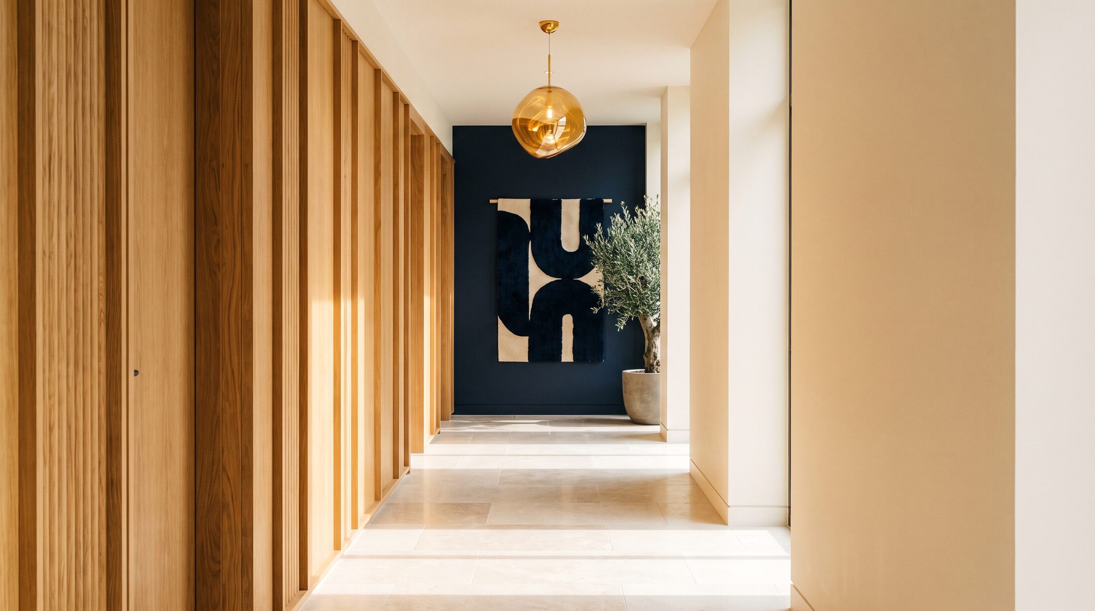 The corridor · oak and morning light