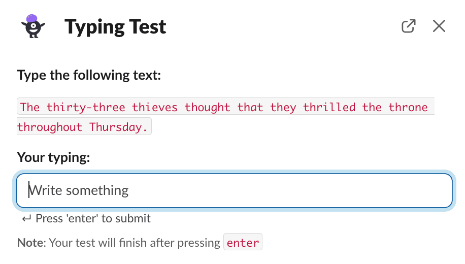 Typing Test example