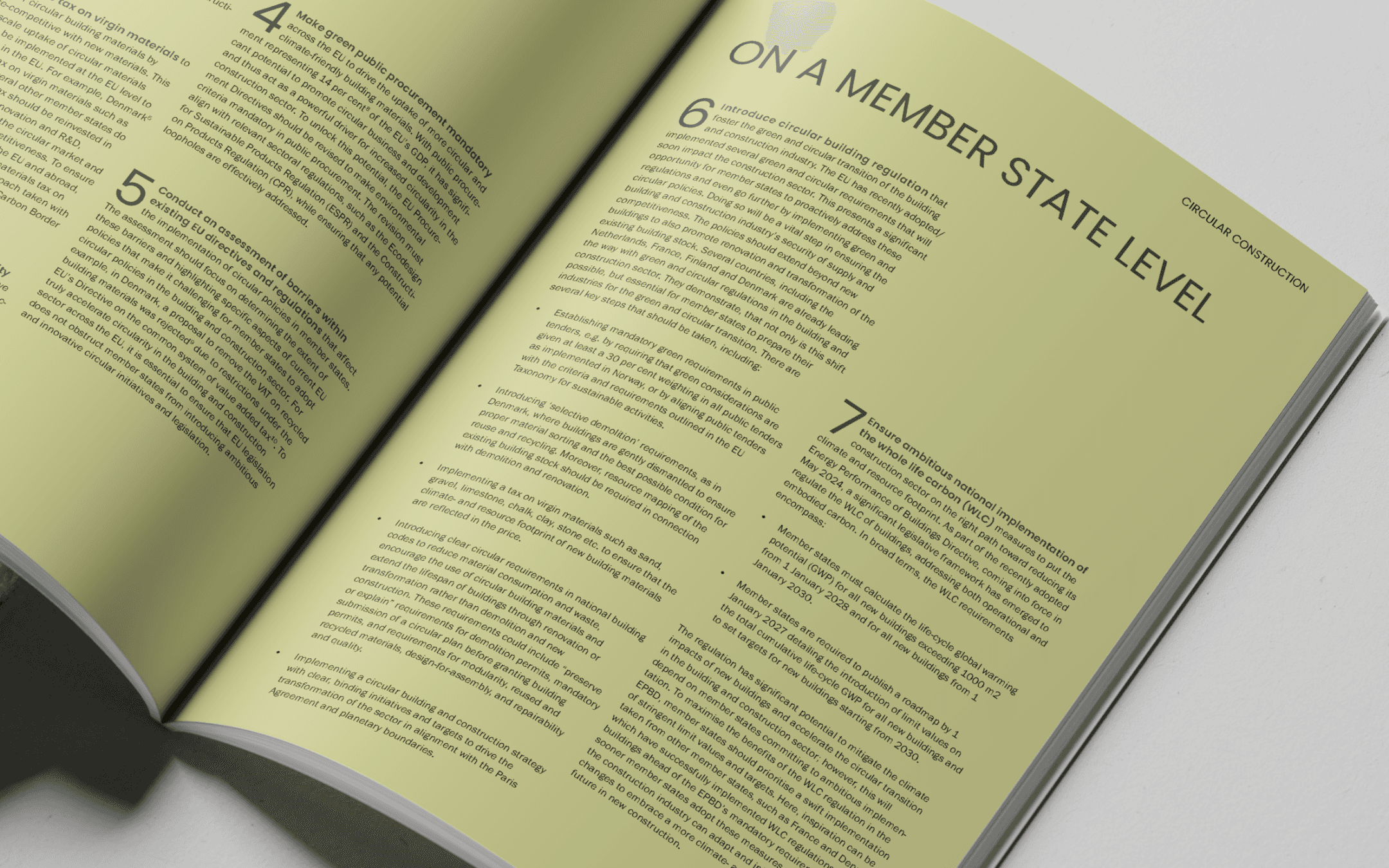 Mock up of a report and layout design: "Circular Construction".