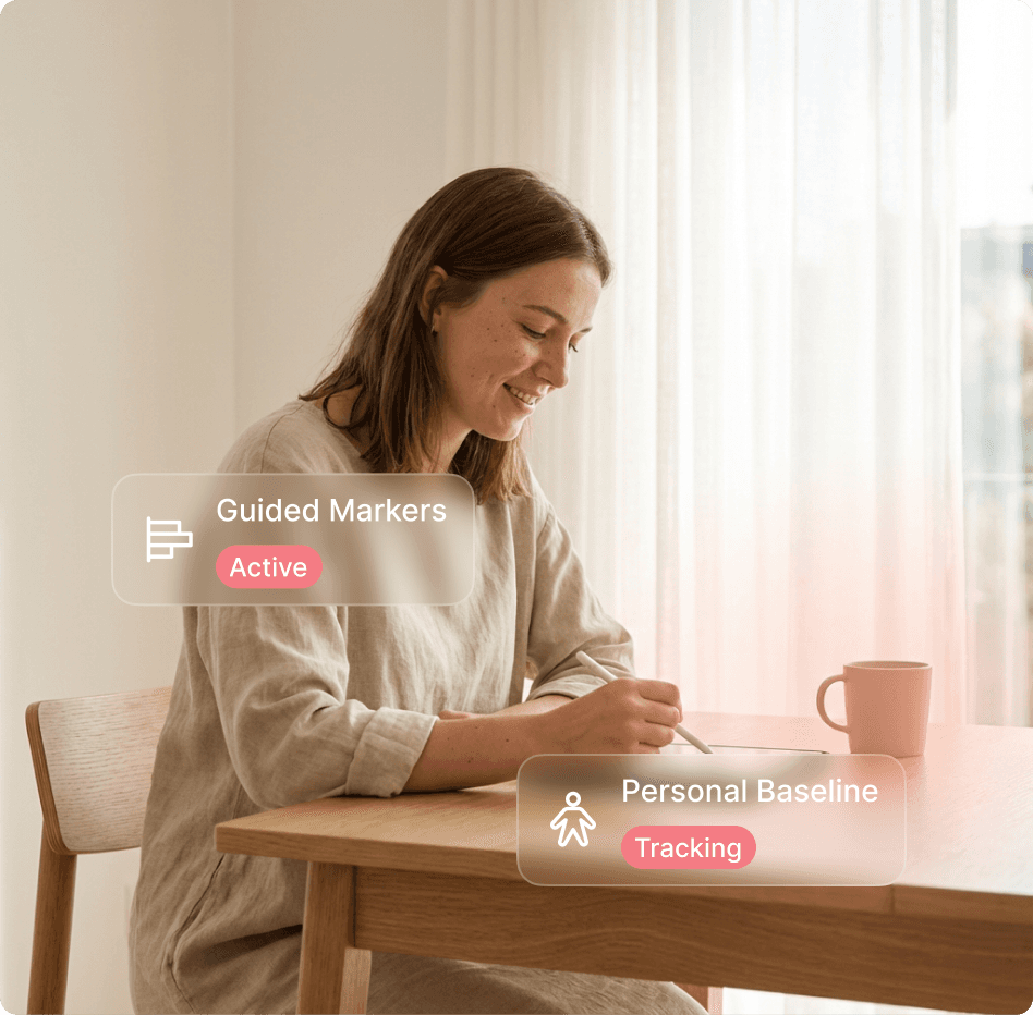 Women checking Insights from dashboard, for her health.