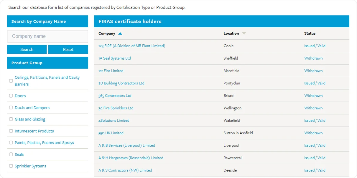 FIRAS certification example